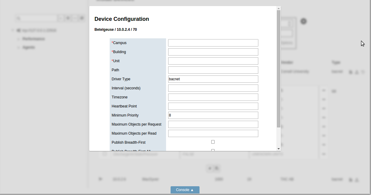 Configure Device Dialog